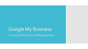 Google My Business Management Services